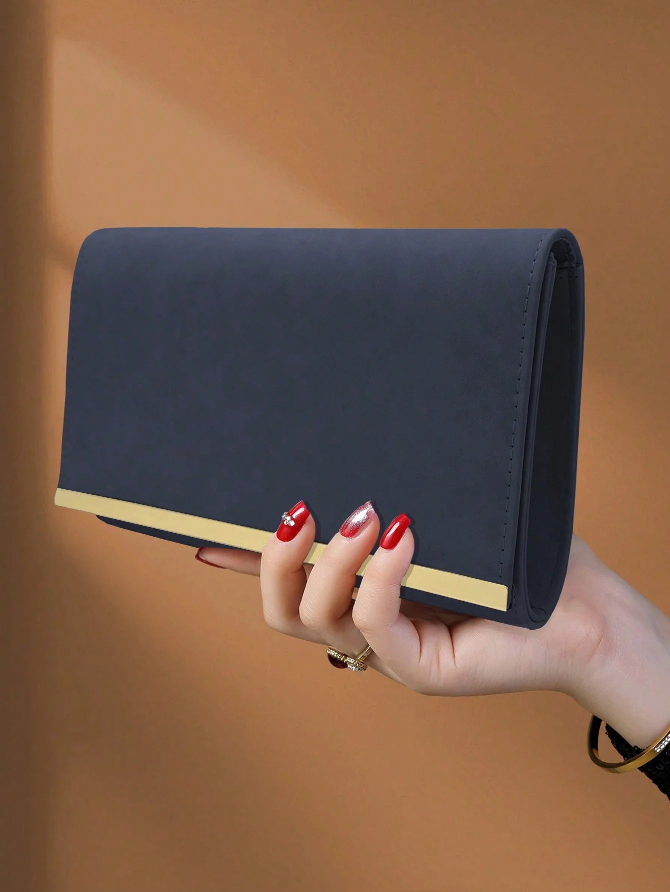 Portefeuille pochette femme de luxe Bleu-Apricot-Lotus-ShopGET® 