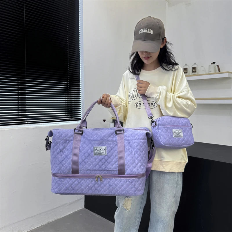 Sac weekend femme tissu Rose-Bleu-Blanc-Pourpre-Gris-Noir-ShopGET® 