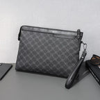 Petite pochette homme  luxe en plaid Noir-ShopGET® 