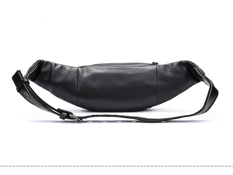 Sac banane en cuir noir