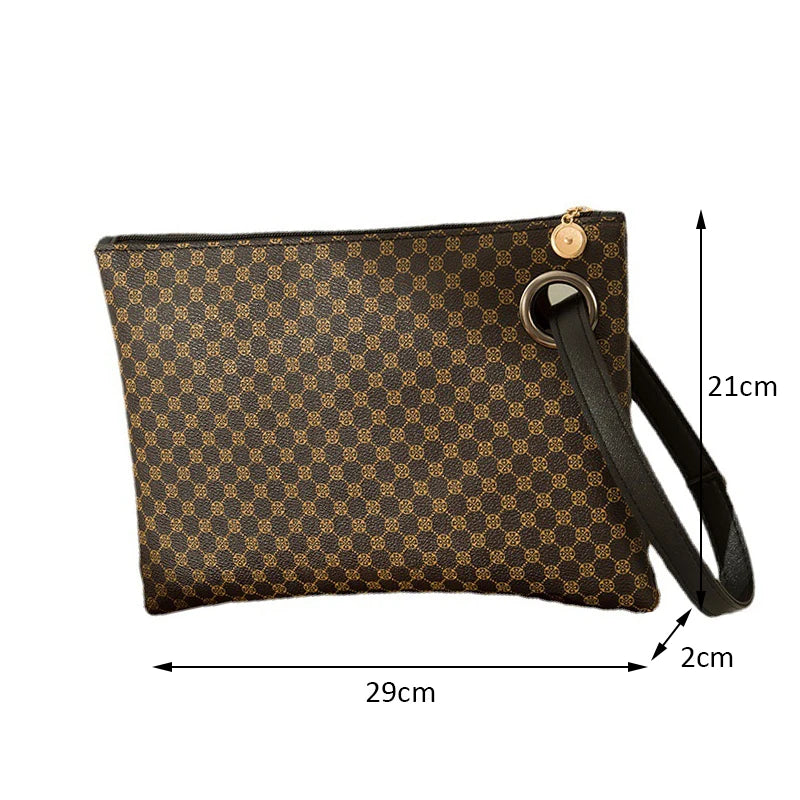 Pochette femme marron plaid Marron-Rose-Blanc-Noir-ShopGET® 