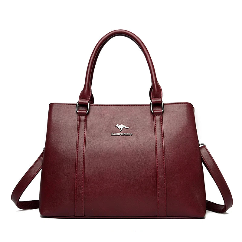 Sac cabas en cuir à bandoulière pour femme Jaune-Bleu-Wine Rouge-Noir-Pourpre-Gris-ShopGET® 
