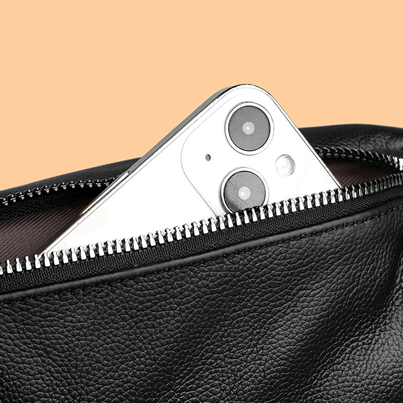 Sac banane cuir noir pour homme