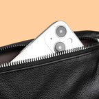 Sac banane cuir noir pour homme