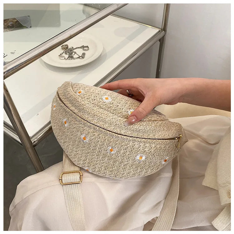 Sac banane femme paille fleurs - ShopGET®