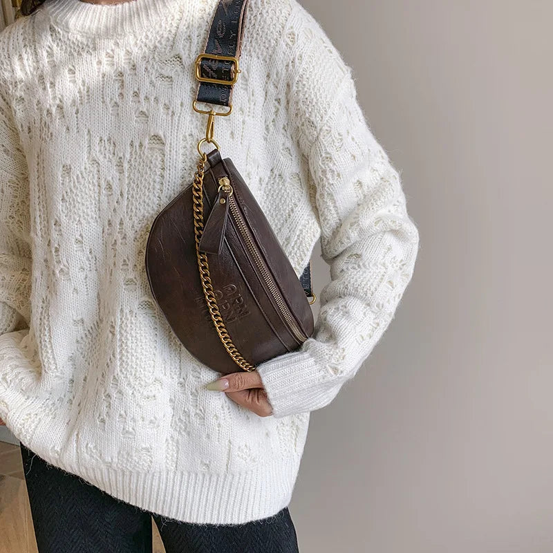 Sac banane femme chic solide avec chaine