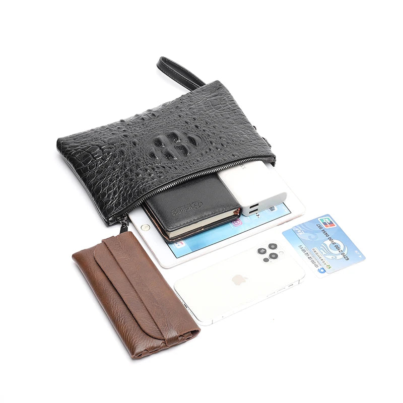 Pochette homme plat en cuir de haut qualité A / 24cm x 16cm x 2cm-B / 24cm x 16cm x 2cm-C / 24cm x 16cm x 2cm-D / 24cm x 16cm x 2cm-ShopGET® 