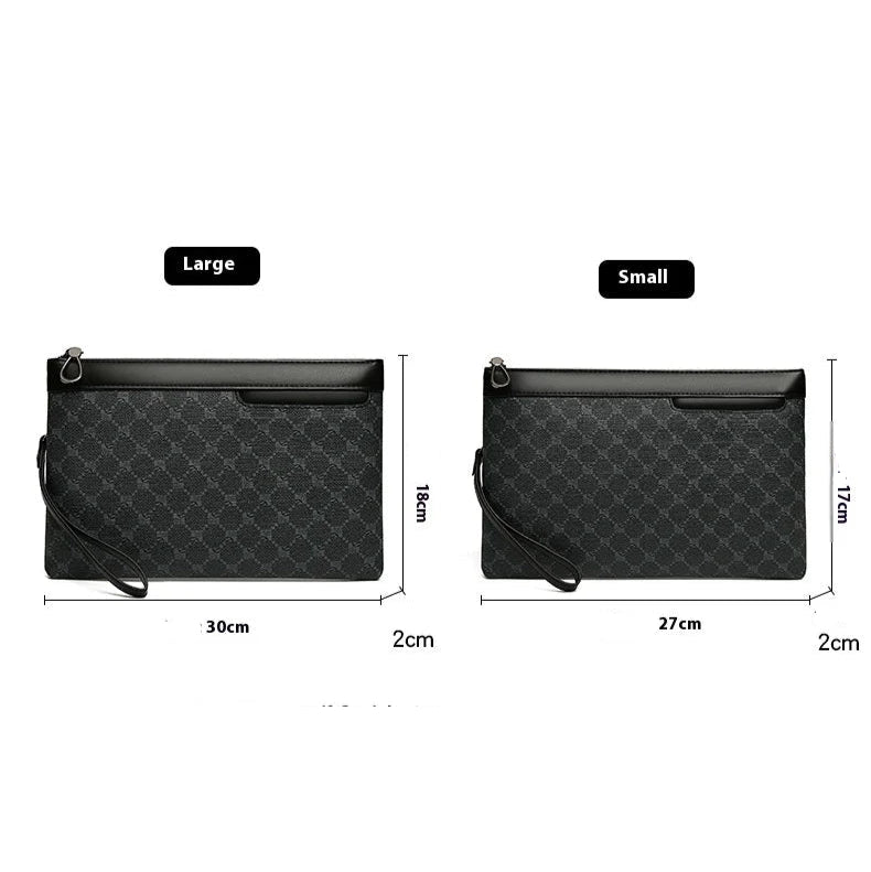 Pochette homme plaid en forme d'enveloppe Noir / 30cm x 19cm x 2cm-Noir / 27cm x 17cm x 2cm-ShopGET® 