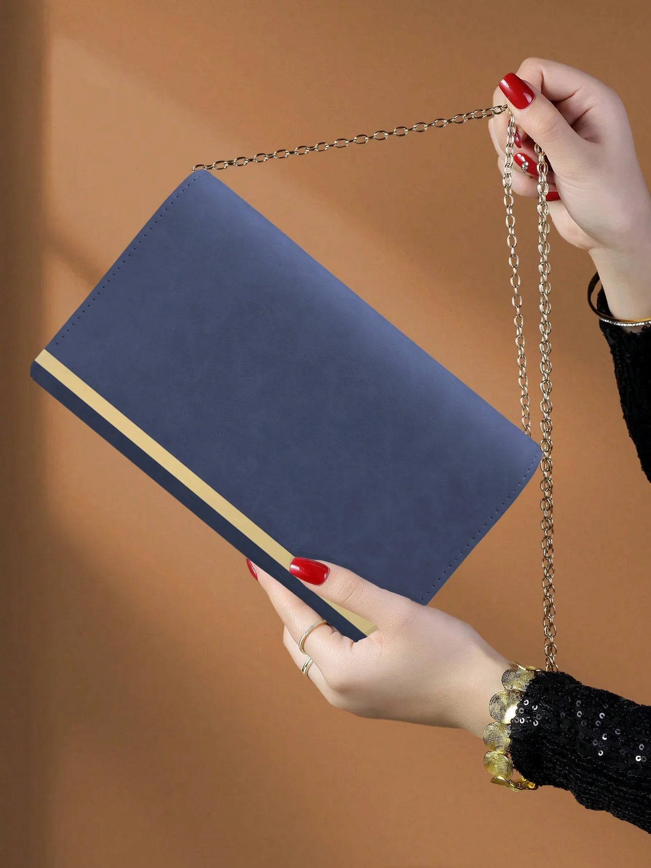 Portefeuille pochette femme de luxe Bleu-Apricot-Lotus-ShopGET® 