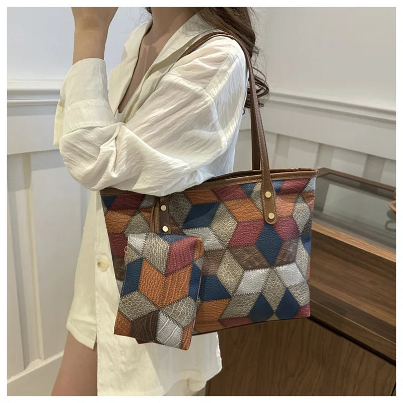 Sac cabas femme vintage Marron / 36x25x12cm-Argenté / 36x25x12cm-Beige / 36x25x12cm-Noir / 36x25x12cm-Multicolore / 36x25x12cm-ShopGET® 
