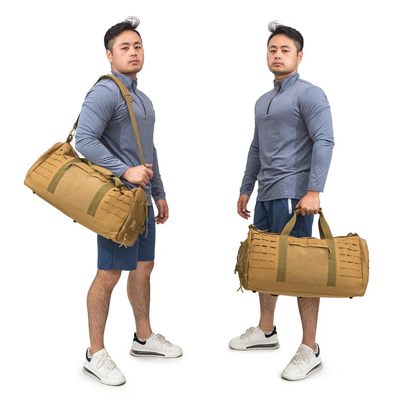 Sac weekend homme tactique Marron-Vert-Noir-ShopGET® 