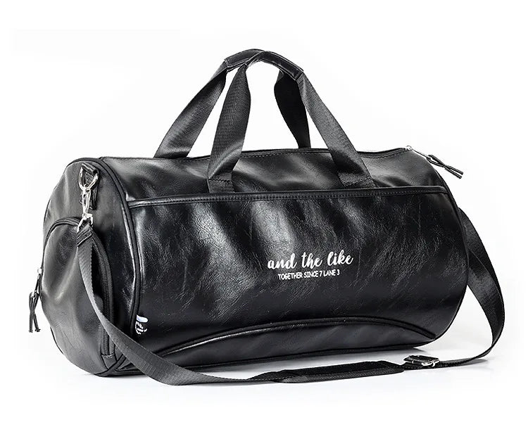 Sac polochon étanche en cuir Noir A-Noir B-Vert A-Noir Jaune-Vert B-ShopGET® 