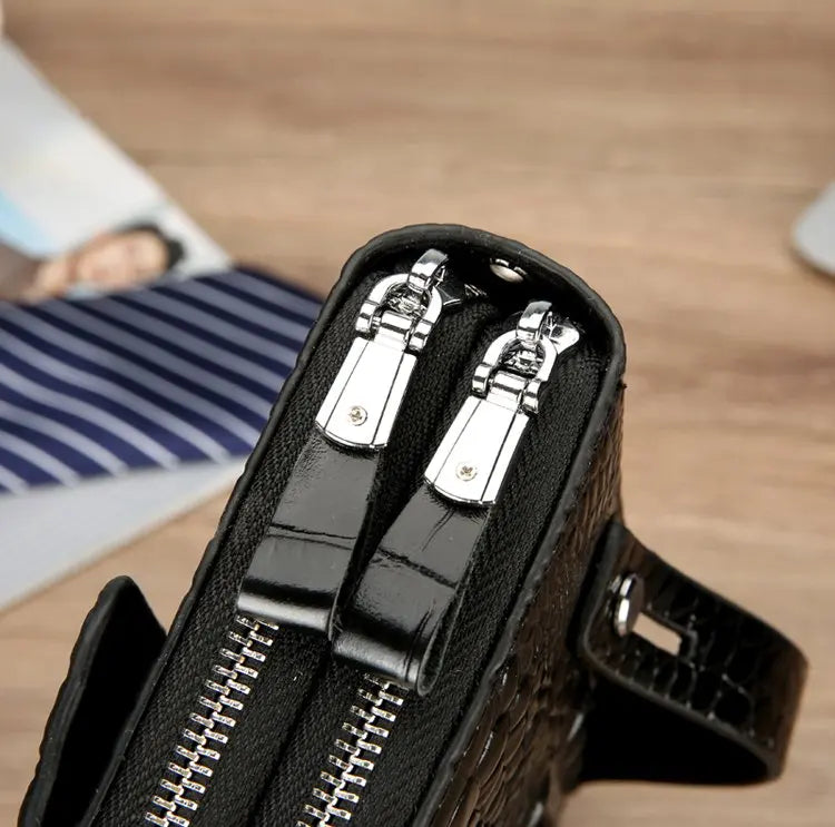 Pochette homme décor peau de crocodile Noir / 22cm x 14cm x 4.5cm-Marron / 22cm x 14cm x 4.5cm-ShopGET® 