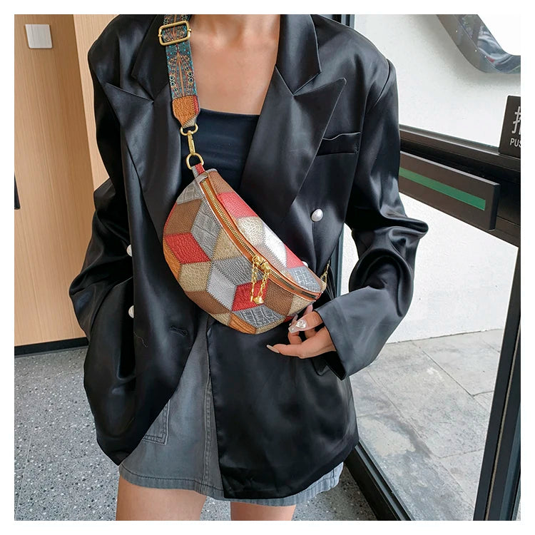 Grand sac banane en cuir femme