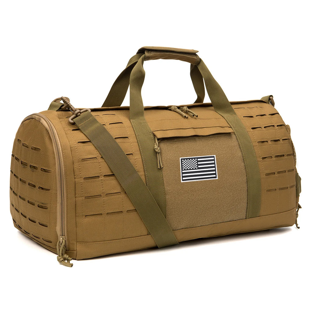 Sac weekend homme tactique Marron-Vert-Noir-ShopGET® 