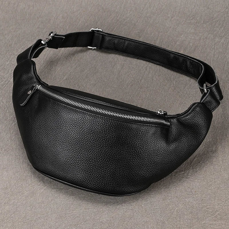 Sac banane en cuir solide pour homme