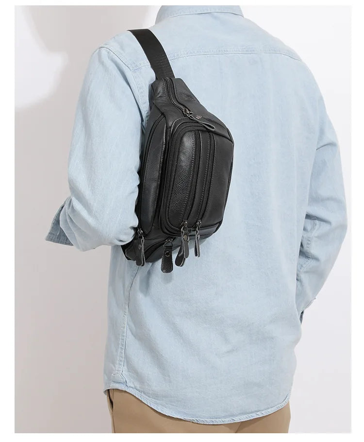 Sac banane en cuir camel homme