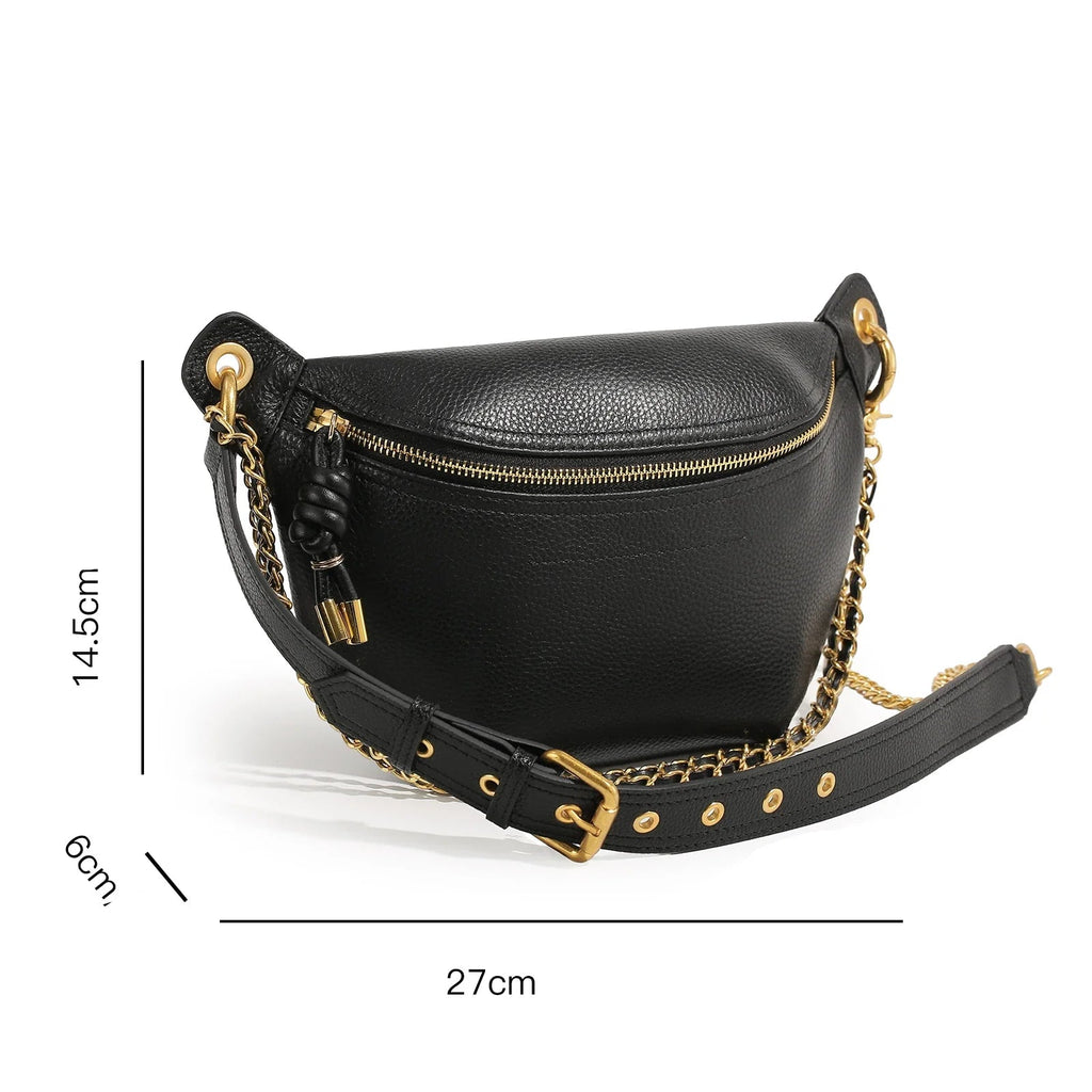 Sac banane en cuir marron authentique