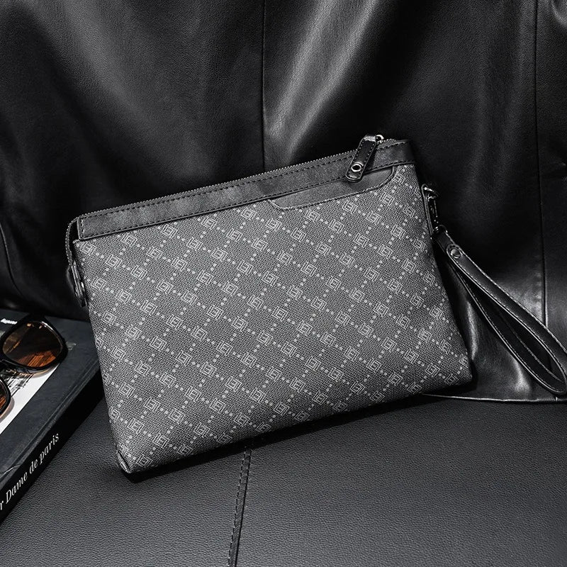 Petite pochette homme  luxe en plaid Noir-ShopGET® 