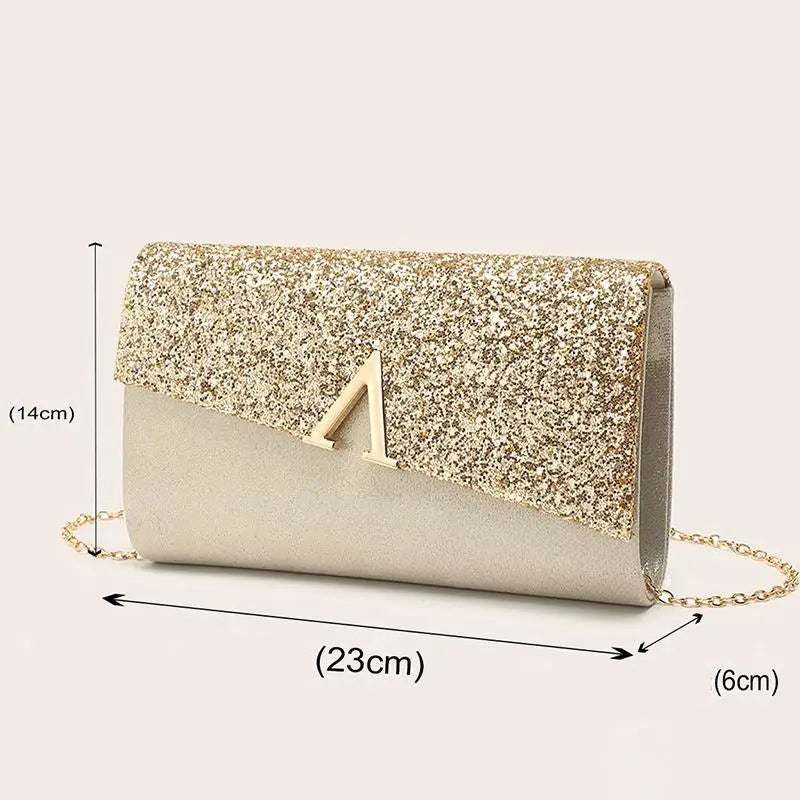 Pochette femme or en forme d'enveloppe champagne / 23 x 6 x 14cm-Argent / 23 x 6 x 14cm-Dorée / 23 x 6 x 14cm-ShopGET® 