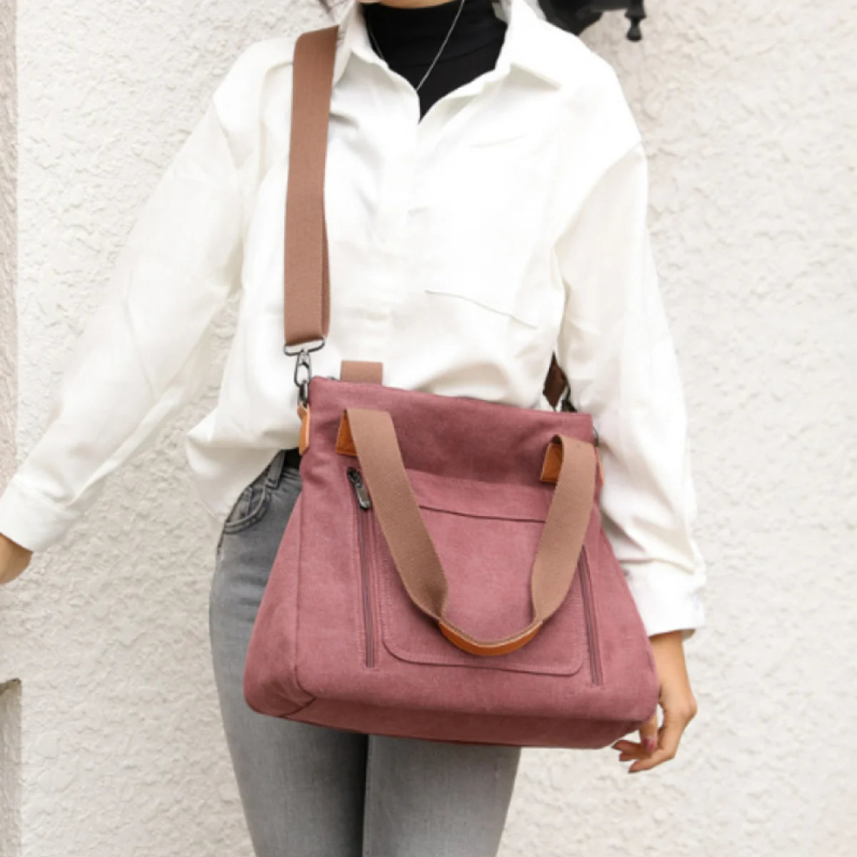 Sac cabas femme en tissu Canvas A-B-C-D-E-F-G-H-Noir-Marron-Bleu-Pourpre-I1-A-Gris-I1-B-I1-C-rose rouge-I1-D-I1-E-ShopGET® 