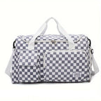 Sac weekend femme à décor plaid Rose-Pourpre-Gris-Noir-Bleu-Vert-ShopGET® 
