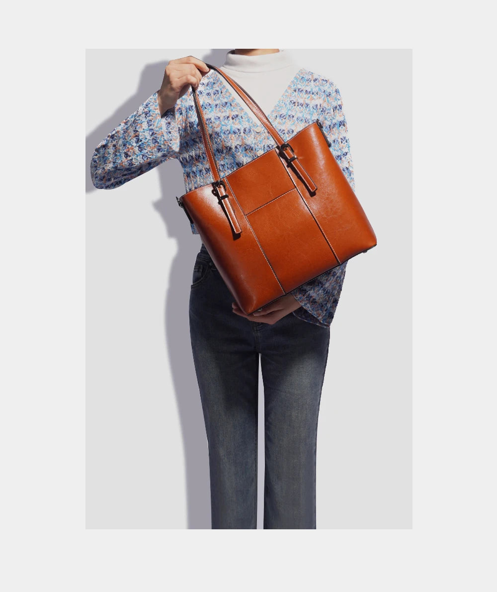 Sac cabas noir large capacité pour femme Bleu-Orange-Vert-Rouge-Beige-Noir-Marron-ShopGET® 