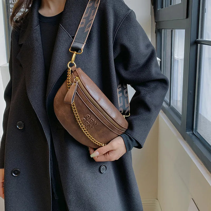 Sac banane femme chic solide avec chaine