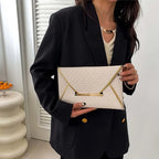 Pochette femme de luxe pas cher en cuir Noir / 28.5 x 10 x 17.5cm-Blanc / 28.5 x 10 x 17.5cm-off Blanc / 28.5 x 10 x 17.5cm-Marron / 28.5 x 10 x 17.5cm-ShopGET® 