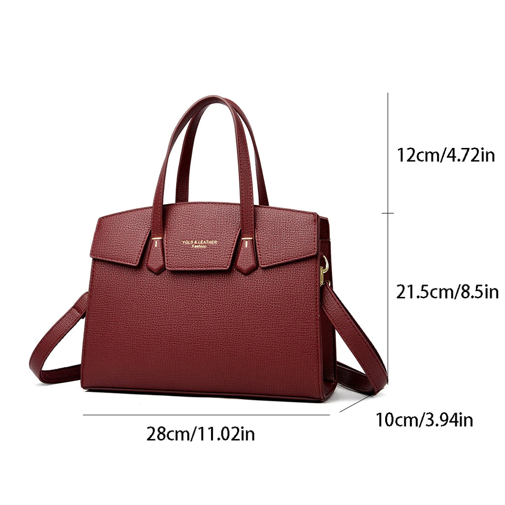 Sac cabas en cuir marron Burgundy-Noir-Apricot-Gris-Marron-ShopGET® 