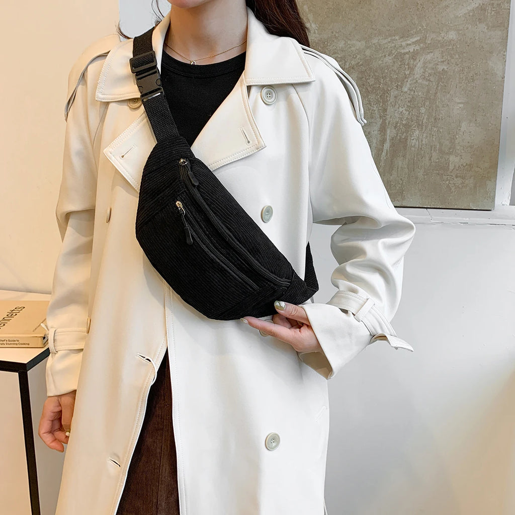 Sac banane femme en velours noir - ShopGET®