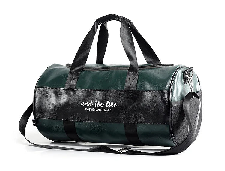 Sac polochon étanche en cuir Noir A-Noir B-Vert A-Noir Jaune-Vert B-ShopGET® 