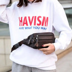 Sac banane en cuir authentique à large capacité