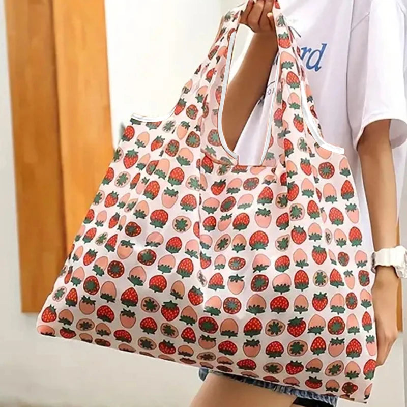 sac de courses à motifs fraises strawberry-Papillon-Animaux-Chat-Limon-ShopGET® 