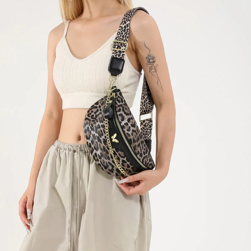 Sac banane léopard avec chaine