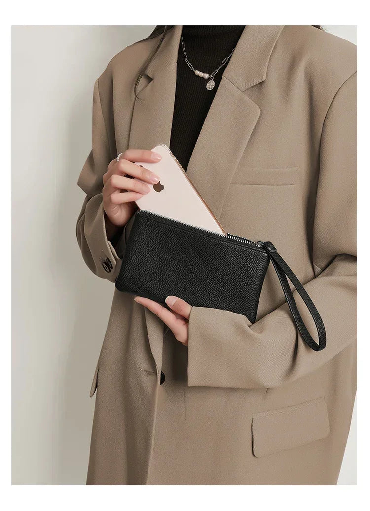 Pochette femme cuir noir Noir / 20cmx1cmx11cm-ShopGET® 