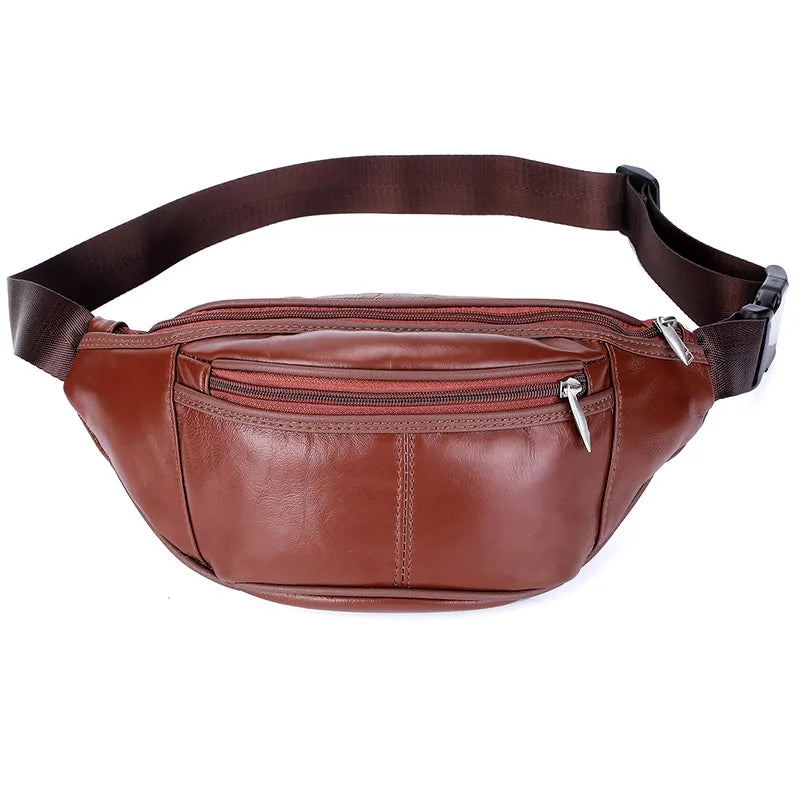 Sac banane en cuir multipoche homme