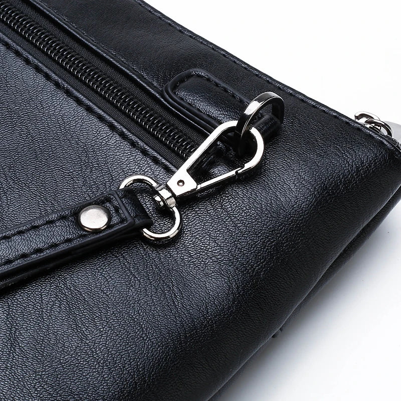 Pochette homme en cuir idéal pour VIP party Noir / 30cm x 19cm x 2cm-Noir / 27cm x 17cm x 2cm-ShopGET® 