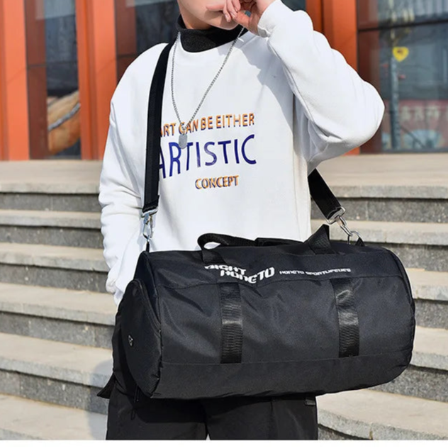 Sac polochon  multi-compartiment Gris-Noir-ShopGET® 