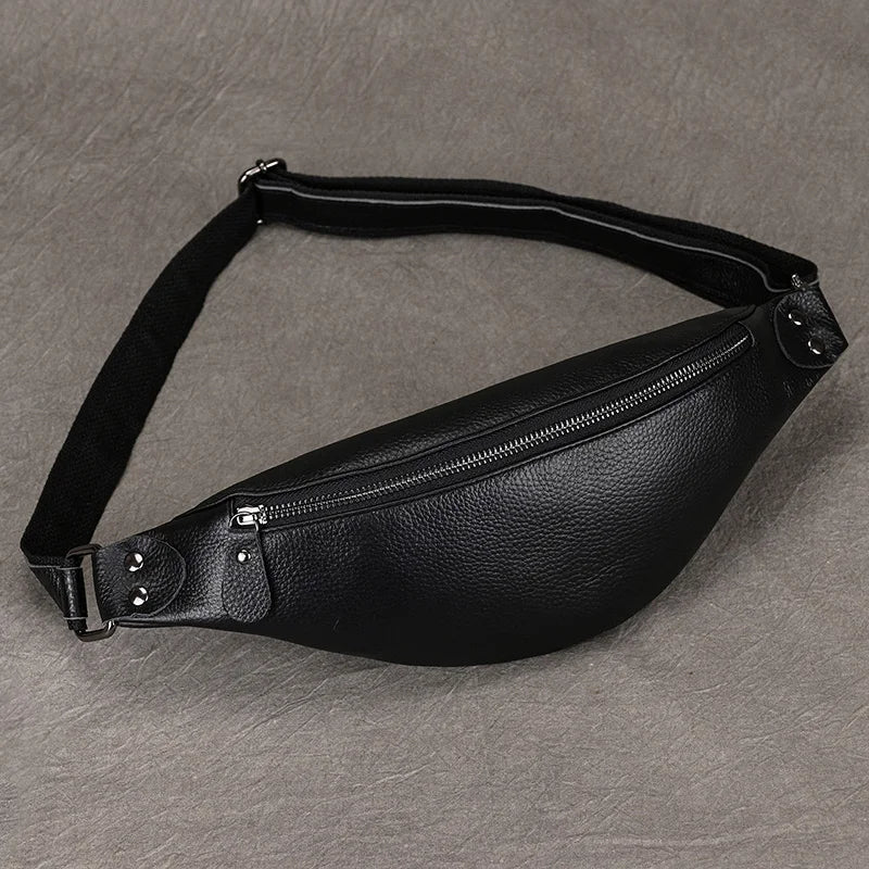 Sac banane en cuir solide pour homme