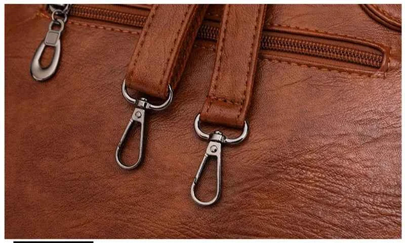 Sac cabas femme en cuir avec bandoulière Bleu-Kaki-Pourpre-Marron-Noir-Vin rouge-ShopGET® 