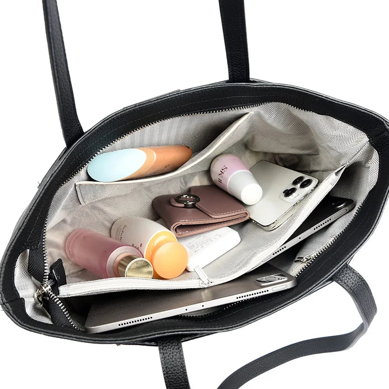 Sac cabas noir Guislaine Gris / 34cm 14cm 27cm-Noir / 34cm 14cm 27cm-Bleu / 34cm 14cm 27cm-ShopGET® 