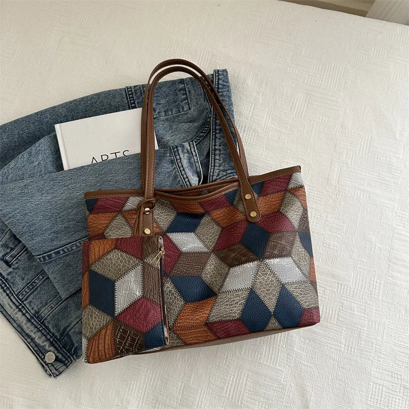 Sac cabas femme vintage Marron / 36x25x12cm-Argenté / 36x25x12cm-Beige / 36x25x12cm-Noir / 36x25x12cm-Multicolore / 36x25x12cm-ShopGET® 