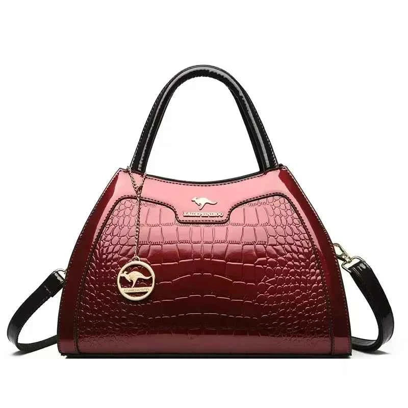 Sac cabas femme cuir Marron-Bleu-Pourpre-Kangourou Marron-Kangourou Rouge-Kangourou Jaune-Rouge Vin-Noir-Vert-ShopGET® 