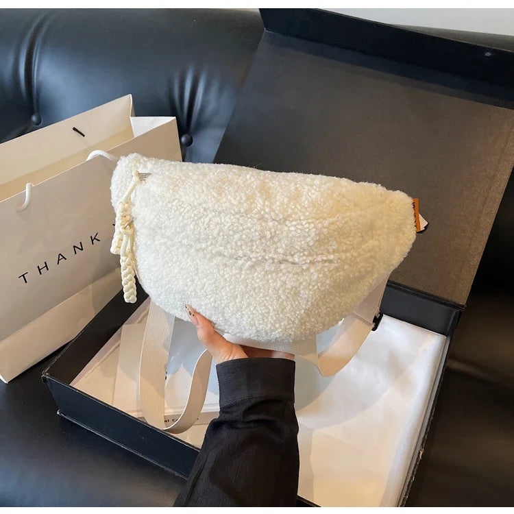 Grand sac banane velours pour femme