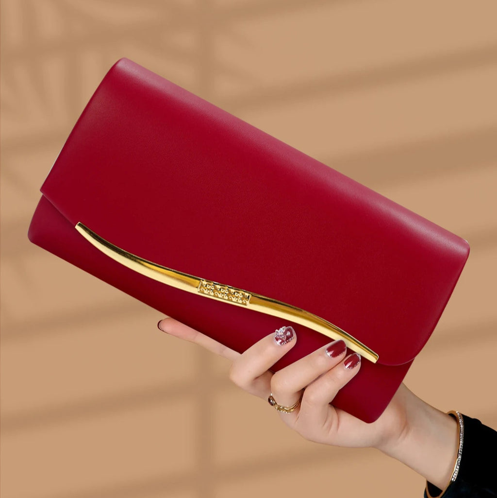 Pochette femme de luxe Blanc-Noir-Rouge-ShopGET® 