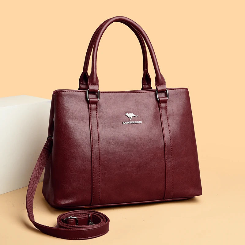 Sac cabas en cuir à bandoulière pour femme Jaune-Bleu-Wine Rouge-Noir-Pourpre-Gris-ShopGET® 