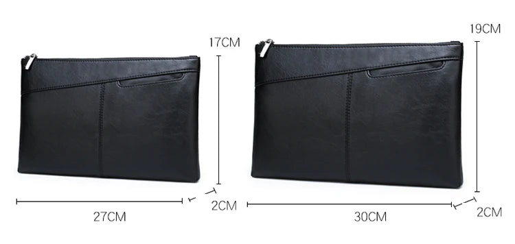 Pochette homme en cuir idéal pour VIP party Noir / 30cm x 19cm x 2cm-Noir / 27cm x 17cm x 2cm-ShopGET® 