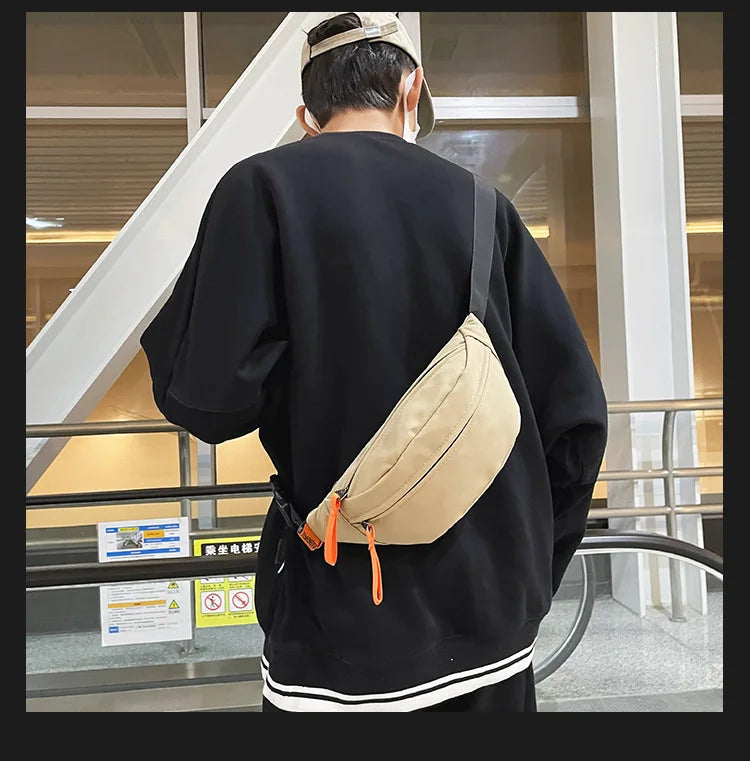 Sac banane blanc en tissu pour homme