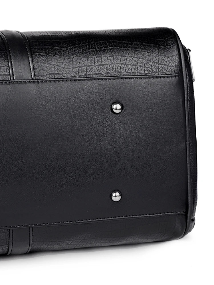 Sac weekend femme en cuir solide et premium Noir-ShopGET® 